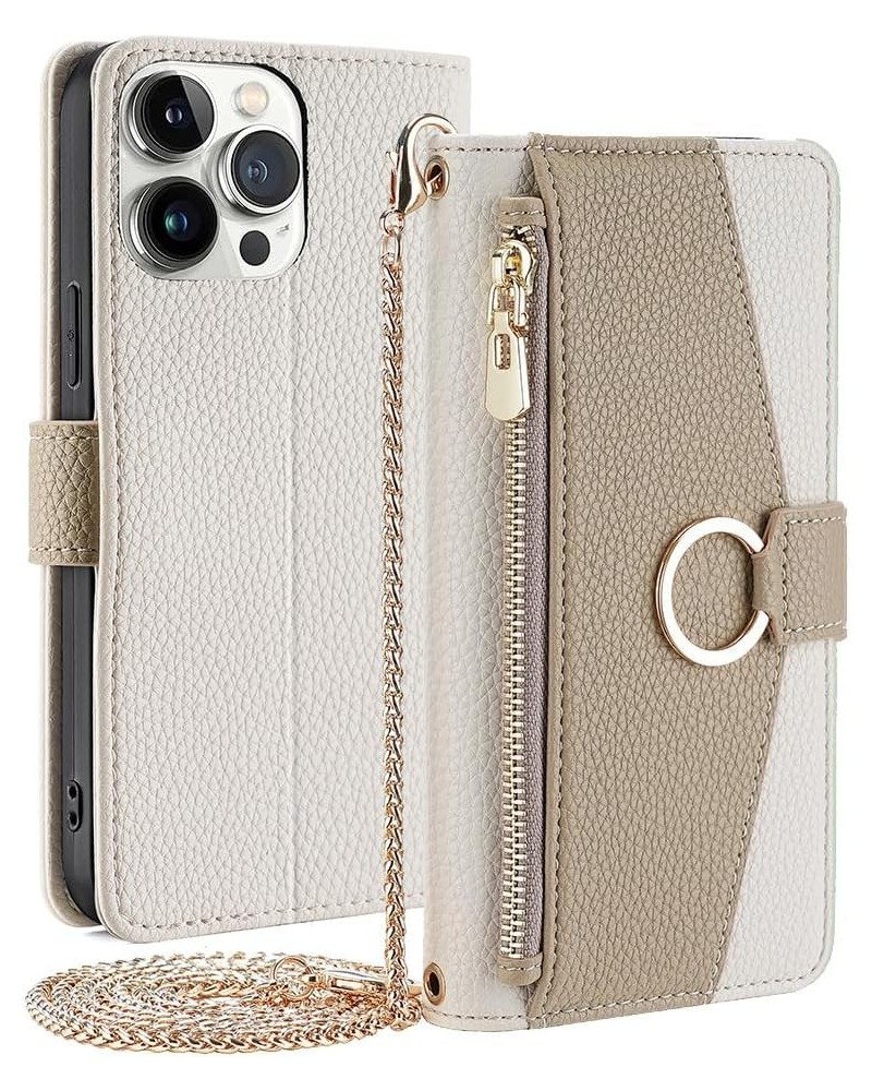 IPhone 12 Pro Max Wallet Case Crossbody IPhone Bag with Card Holder Wallet Zipper Leather Purse Cover (Gray,iPhone 12/12 Pro)...