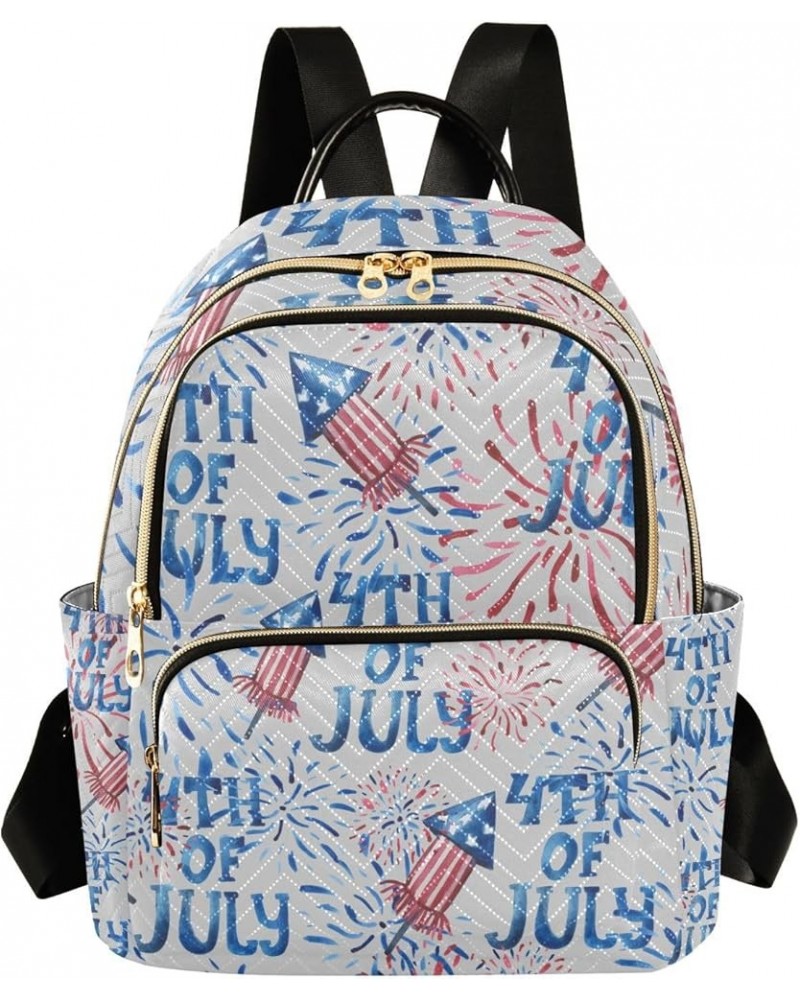 4th of July Women Backpack Vintage Fireworks Liberty Anti-Theft Travel Backpack Lightweight Handbag Roomy Weekend Bag Everyda...