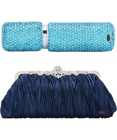 Evening Clutch Satin Pleated Rhinestone Novelty Oversized Purses For Women Formal J22412navy&lake Blue $15.82 Evening Bags