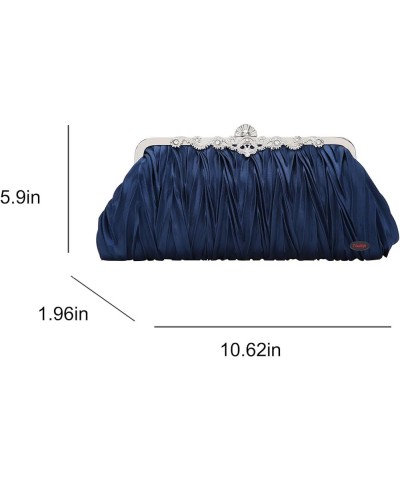 Evening Clutch Satin Pleated Rhinestone Novelty Oversized Purses For Women Formal J22412navy&lake Blue $15.82 Evening Bags