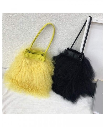 Real Mongolian Fur Luxury Lamb Fur Womens Girls Shoulder Tote Bags Black $25.64 Totes