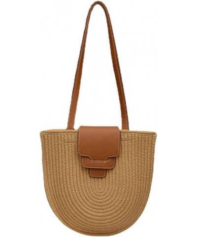 Cotton Rope Woven Shoulder Bag Summer Women's Portable Bag Straw Bag Tote Bag Vacation Beach Bag Handbag B $23.46 Shoulder Bags