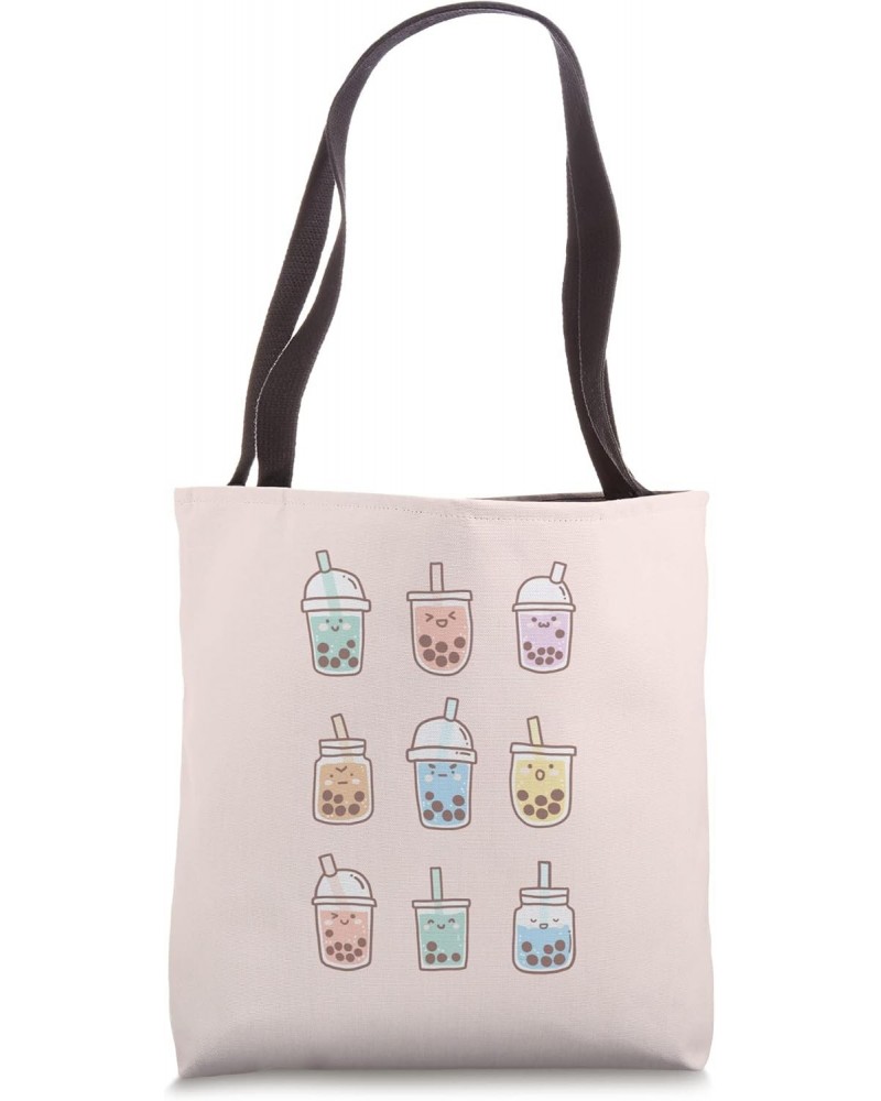 Cute Kawaii Boba Anime Bubble Tea Pastel Tote Bag $15.96 Totes