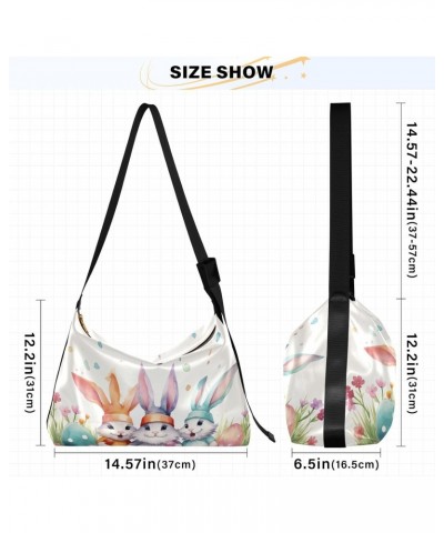 Easter Bunnies Tote Bag for Women Large Hobo Bags Cross Body Purse Leather Tote with Adjustable Strap for Women Men $19.79 Totes