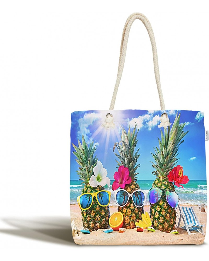 Modern Pineapple Beach Gift Tote Bag - Zip Closure Soft Handle Fabric Bag - Vacation Cruise Bag , Woman Beach Bag $16.10 Totes