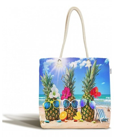 Modern Pineapple Beach Gift Tote Bag - Zip Closure Soft Handle Fabric Bag - Vacation Cruise Bag , Woman Beach Bag $16.10 Totes