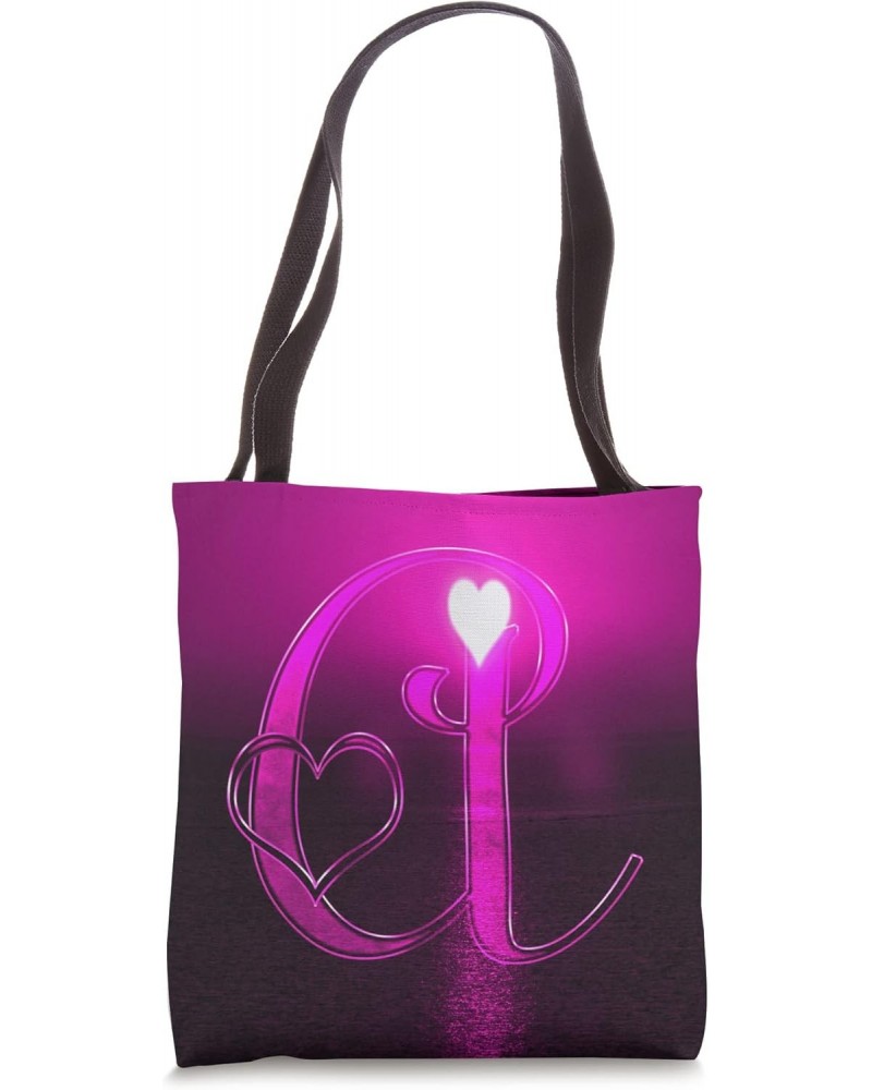 Heart Sunset Letter A Pink Sun Beach Lake Ocean Love Name Tote Bag $9.18 Totes