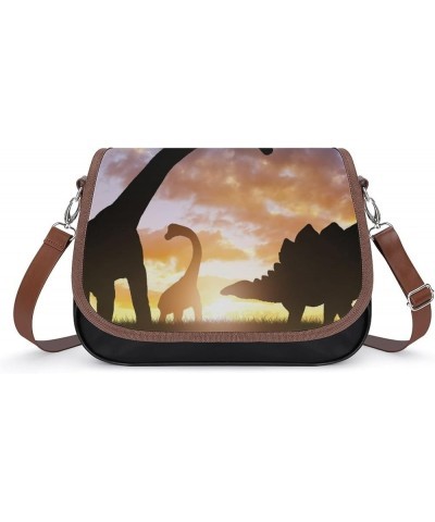 Fashion Crossbody Bags Women's Shoulder Bags Classic City Leather Satchels Hobo Bags Dinosaurs Color2 $25.99 Hobo Bags