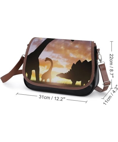 Fashion Crossbody Bags Women's Shoulder Bags Classic City Leather Satchels Hobo Bags Dinosaurs Color2 $25.99 Hobo Bags