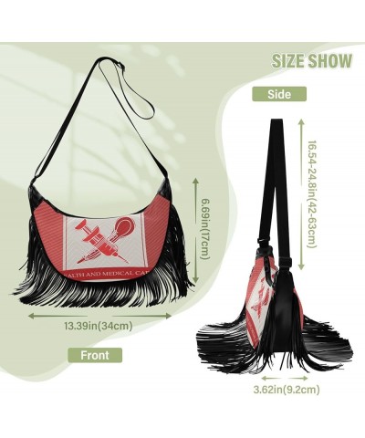 Women Fringe Tassel Cross Body Bag Geometrical Stripe Vintage Purple Leisure Shoulder Bag Color434 $12.42 Crossbody Bags