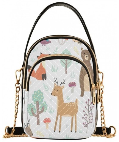 Crossbody Bags Crossbody Purse Chest Bag Fox and Bear in Forest for Women Trendy $10.80 Crossbody Bags