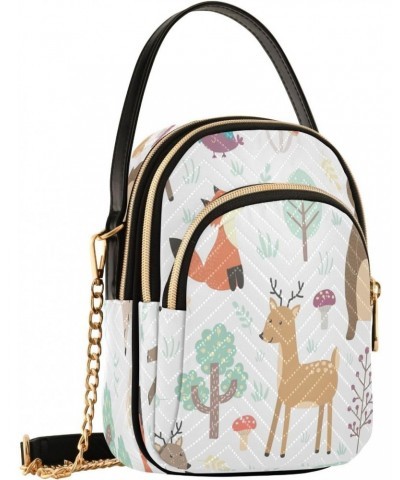 Crossbody Bags Crossbody Purse Chest Bag Fox and Bear in Forest for Women Trendy $10.80 Crossbody Bags