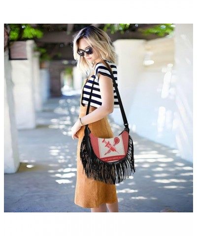 Women Fringe Tassel Cross Body Bag Geometrical Stripe Vintage Purple Leisure Shoulder Bag Color434 $12.42 Crossbody Bags