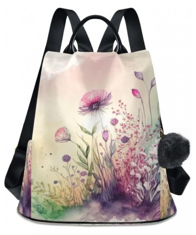 Women Fashion Backpack - Meadow Watercolor, Anti Theft Casual Daypack Shoulder Bag Purse for Travel Work 15 inches $22.13 Bac...