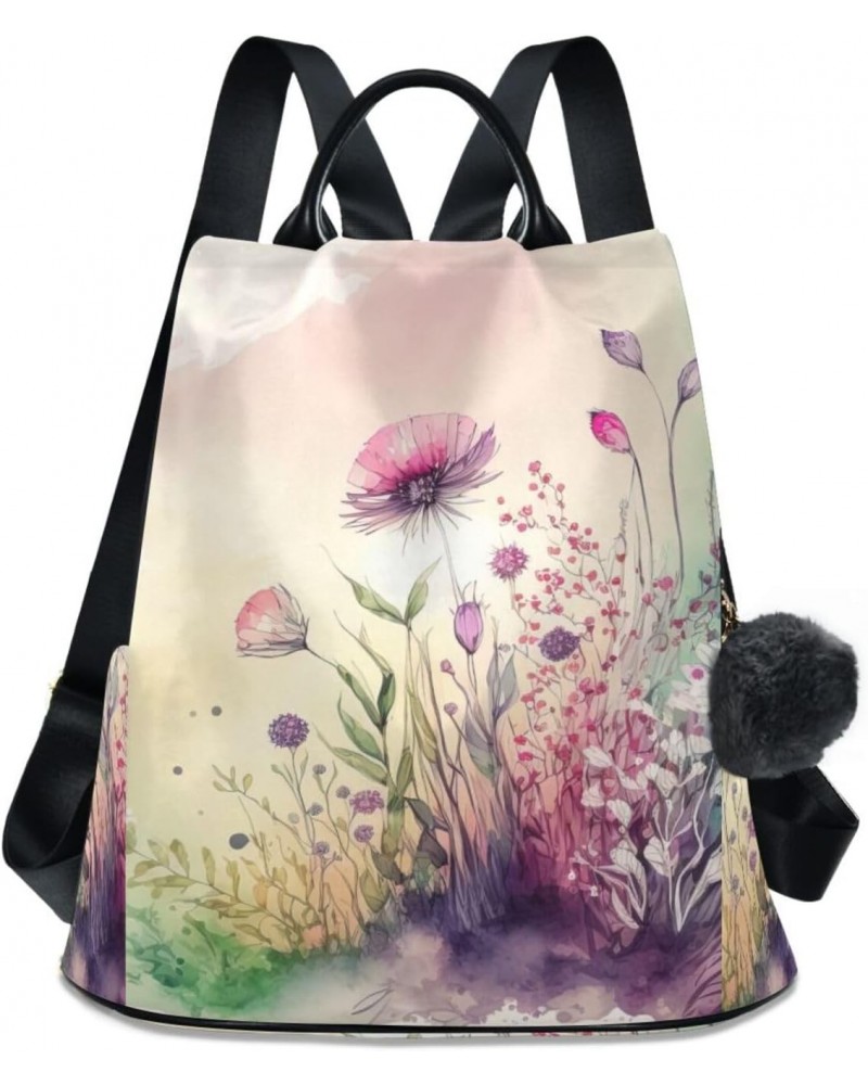 Women Fashion Backpack - Meadow Watercolor, Anti Theft Casual Daypack Shoulder Bag Purse for Travel Work 15 inches $22.13 Bac...