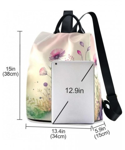 Women Fashion Backpack - Meadow Watercolor, Anti Theft Casual Daypack Shoulder Bag Purse for Travel Work 15 inches $22.13 Bac...