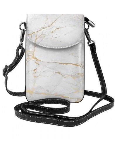 White Marble Small Crossbody Phone Bags for Women Leather Cell Phone Purse Lightweight Cell Phone Wallet Girls Shoulder Bag T...