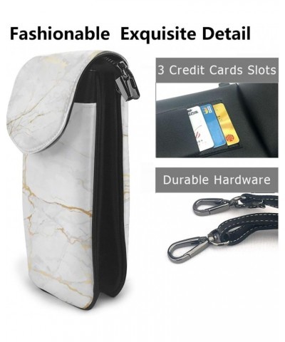 White Marble Small Crossbody Phone Bags for Women Leather Cell Phone Purse Lightweight Cell Phone Wallet Girls Shoulder Bag T...