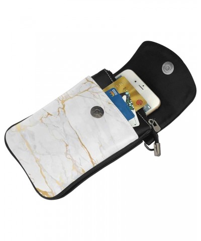 White Marble Small Crossbody Phone Bags for Women Leather Cell Phone Purse Lightweight Cell Phone Wallet Girls Shoulder Bag T...