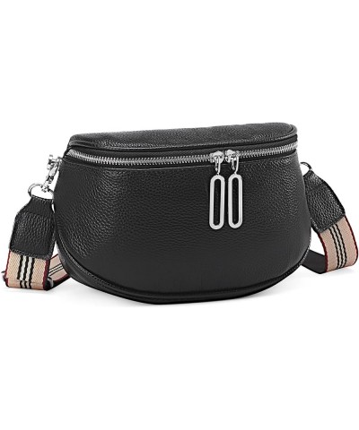 Crossbody Bags for Women Small Genuine Leather Shoulder Purse Cross Body Bag with Wristlet Top Zipper Type 5 Black $16.11 Cro...