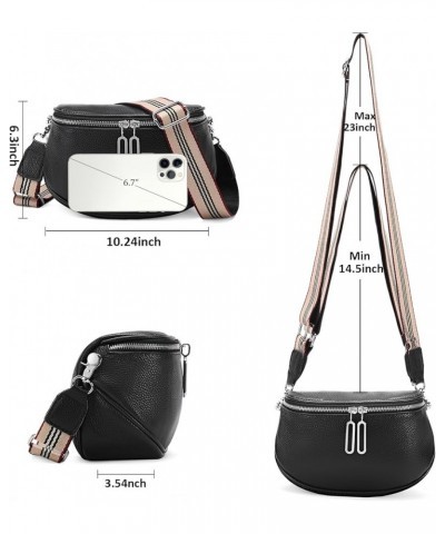 Crossbody Bags for Women Small Genuine Leather Shoulder Purse Cross Body Bag with Wristlet Top Zipper Type 5 Black $16.11 Cro...