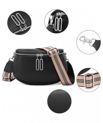 Crossbody Bags for Women Small Genuine Leather Shoulder Purse Cross Body Bag with Wristlet Top Zipper Type 5 Black $16.11 Cro...