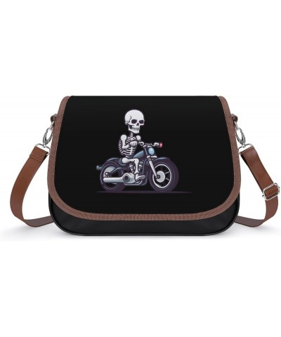 Motorcycle Rider Women's Crossbody Bag PU Leather Satchel Shoulder Purses Messenger Bag $21.46 Shoulder Bags