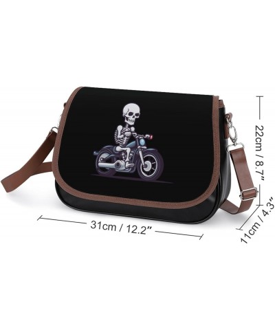 Motorcycle Rider Women's Crossbody Bag PU Leather Satchel Shoulder Purses Messenger Bag $21.46 Shoulder Bags