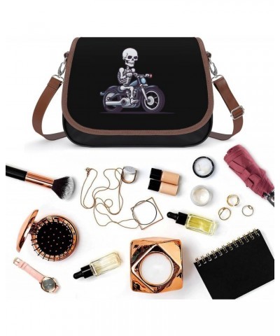 Motorcycle Rider Women's Crossbody Bag PU Leather Satchel Shoulder Purses Messenger Bag $21.46 Shoulder Bags