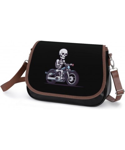 Motorcycle Rider Women's Crossbody Bag PU Leather Satchel Shoulder Purses Messenger Bag $21.46 Shoulder Bags