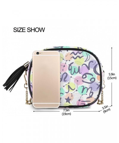 Small Crossbody Bag Colored Zodiac Signs Womens Shoulder Chain Bag PU Leather Small Purse With Tassel $11.52 Shoulder Bags