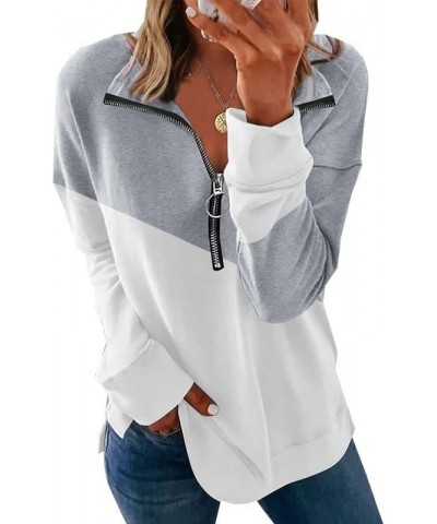 Womens Long Sleeve Blouse Tops 2022 Trendy Winter Clothes Color Block Print Sweatshirts Crewneck Pullover Shirts Gray-8 $9.06...