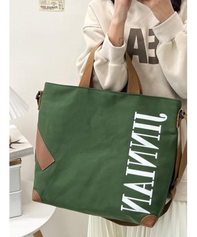 Canvas Tote Bag Casual large capacity commuter tote bag messenger bag shoulder bag crossbody bag for men and women Green $17....