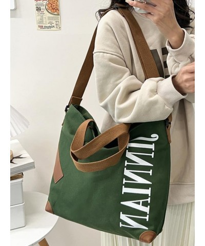 Canvas Tote Bag Casual large capacity commuter tote bag messenger bag shoulder bag crossbody bag for men and women Green $17....