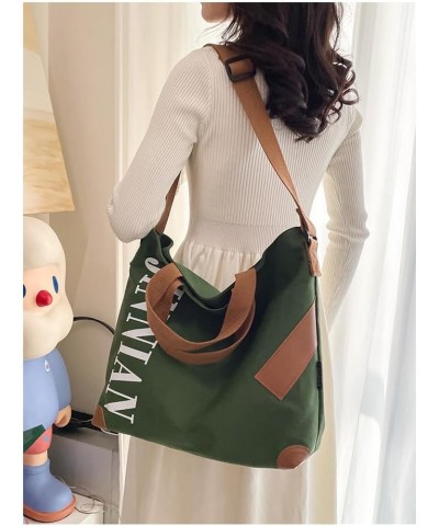 Canvas Tote Bag Casual large capacity commuter tote bag messenger bag shoulder bag crossbody bag for men and women Green $17....