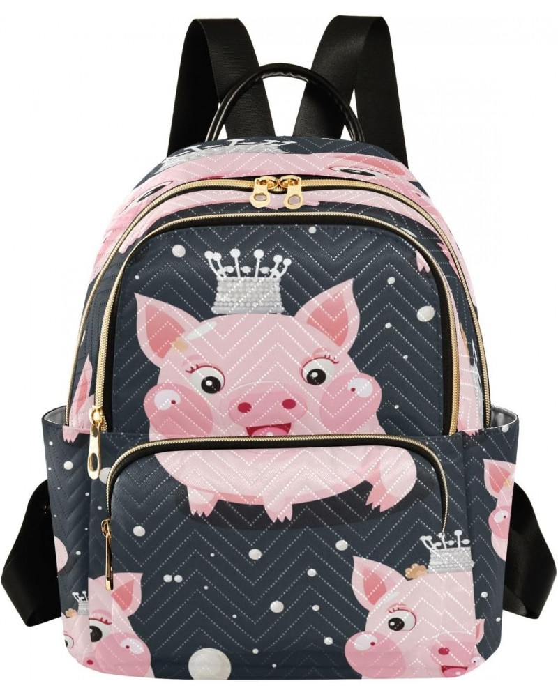 Princess Pig Pink Women Backpack Purse Travel Daypack Shoulder Bag $16.45 Backpacks