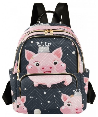 Princess Pig Pink Women Backpack Purse Travel Daypack Shoulder Bag $16.45 Backpacks