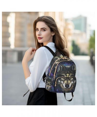 Colorful Wolf Backpack Purse for Women Lightweight Back Pack Casual Daypack Travel Shoulder Bag Bookbag - S Small Multi03 $16...