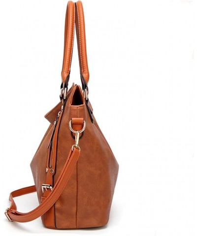 Women's PU Leathers Tote Bag Large Capacity Hobo Bag Retro Shoulder Crossbody Bag with Adjustable Strap Retro Handbag Brown $...