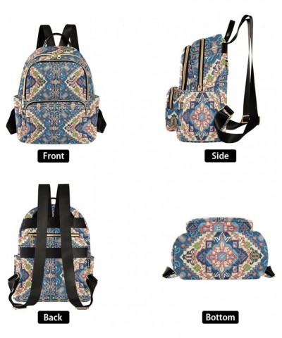 Persian Tribal Floral Mini Backpack Purse for Women, Vintage Ethnic Travel Backpack Fashion Backpack Handbag Shoulder Bag Sma...