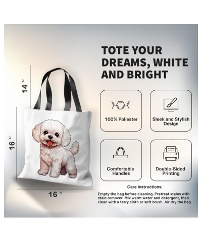 Bichon Frise Tote Bag for Women Men Casual Tote Bag Cloth Canvas Shopping Bags with Handles Cute Bags Everyday Use 16" x 16" ...