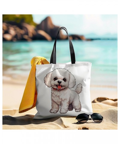 Bichon Frise Tote Bag for Women Men Casual Tote Bag Cloth Canvas Shopping Bags with Handles Cute Bags Everyday Use 16" x 16" ...