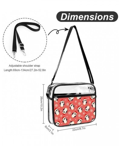 Funny Penguins on Red Clear Crossbody Shoulder Purse Bag for Men Women, Stadium Clear Messenger Bag Style $14.99 Crossbody Bags