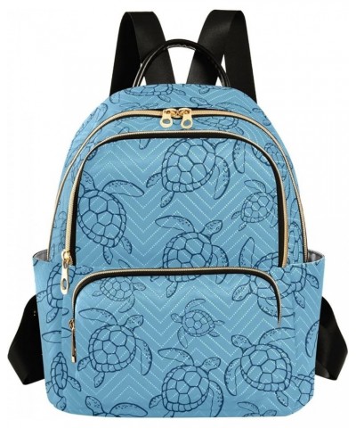 Blue Sea Ocean Turtle Backpack Purse for Women Lightweight Back Pack Casual Daypack Travel Shoulder Bag Bookbag - M Medium Mu...