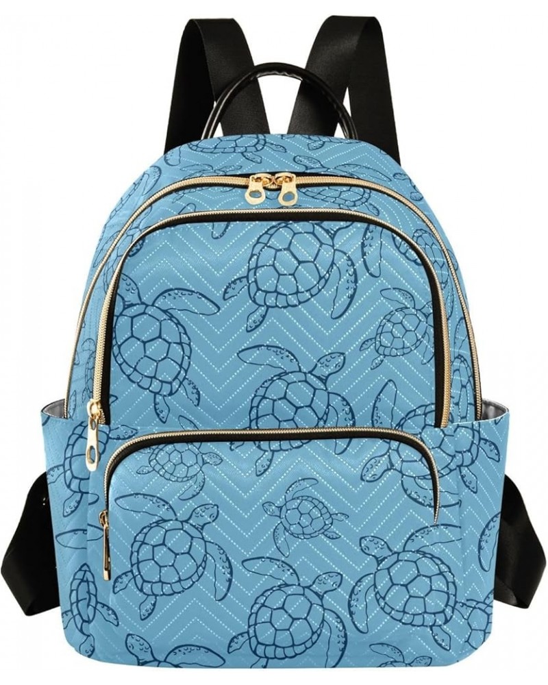 Blue Sea Ocean Turtle Backpack Purse for Women Lightweight Back Pack Casual Daypack Travel Shoulder Bag Bookbag - M Medium Mu...