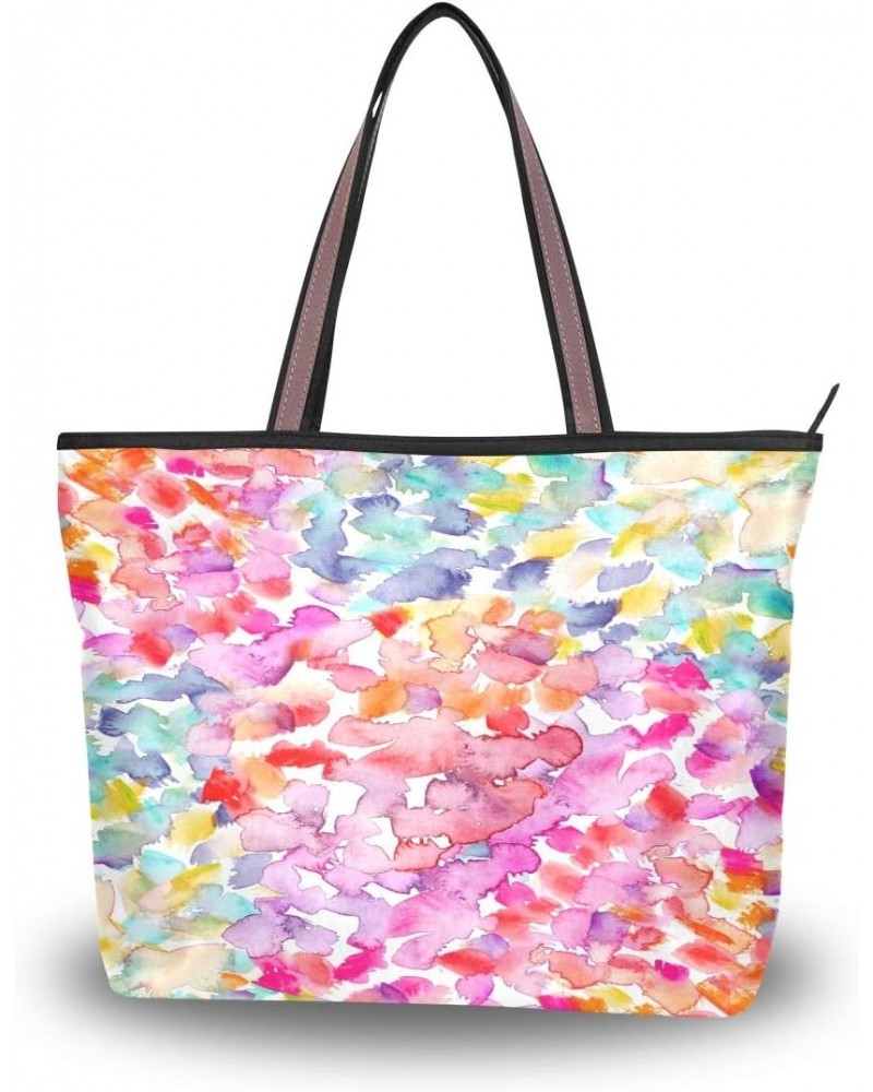 QMXO Watercolor Flowers Dots Tie Dye Handbags and Purse for Women Tote Bag Large Capacity Top Handle Shopper Shoulder Bag $10...