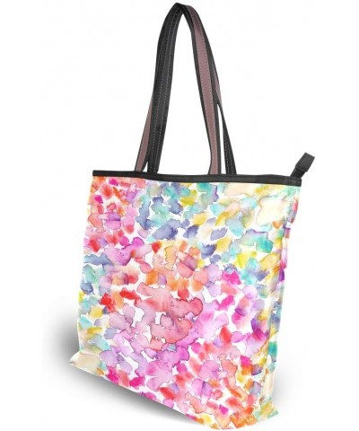 QMXO Watercolor Flowers Dots Tie Dye Handbags and Purse for Women Tote Bag Large Capacity Top Handle Shopper Shoulder Bag $10...