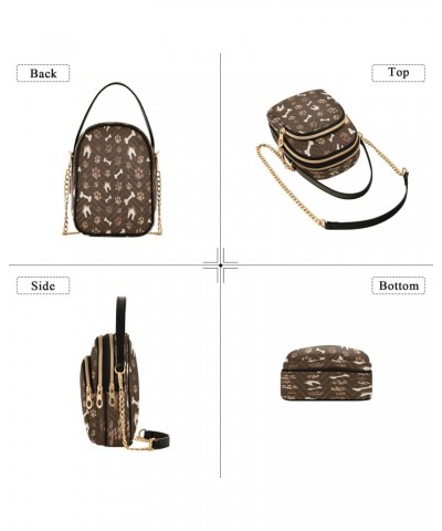 Brown Dog Paw Print Striped Small Chain Crossbody Travel Bag Handbag Cell Phone Purse for Women $10.12 Crossbody Bags