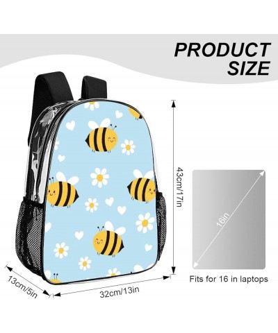 Clear PVC Backpack Compatible with Floral Daisy Purple Flower, Stadium Approved Backpack with Adjustable Strap for Concert, B...