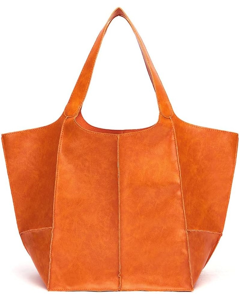 Women's Hobo Bag Retro Tote Handbag Bag Large Capacity Shoulder Wallet Purse for Work Travel Shopping Orange $17.39 Totes